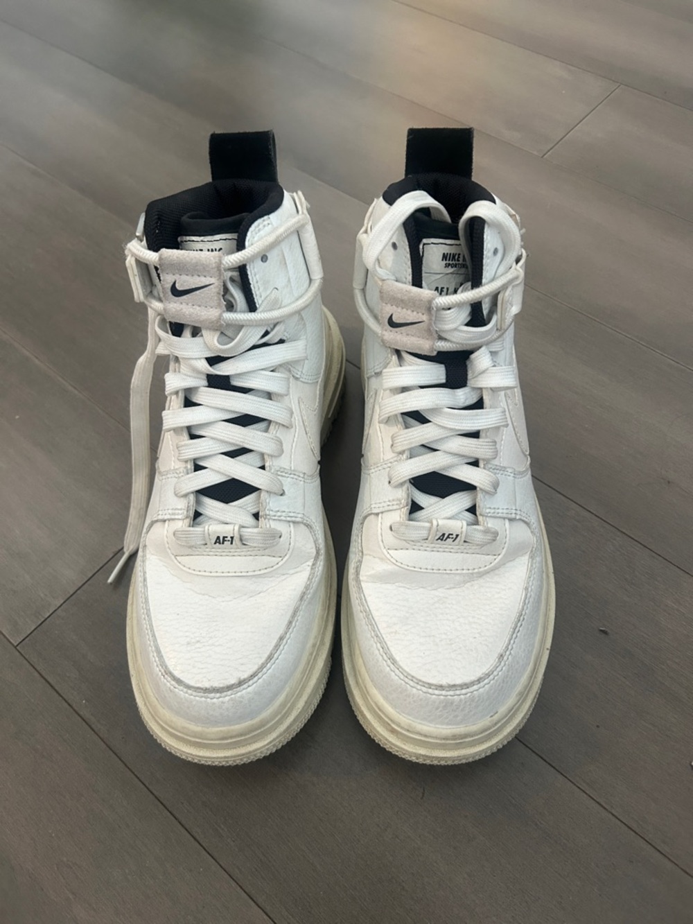 Nike White and Black High-Top AF1 Sneakers
